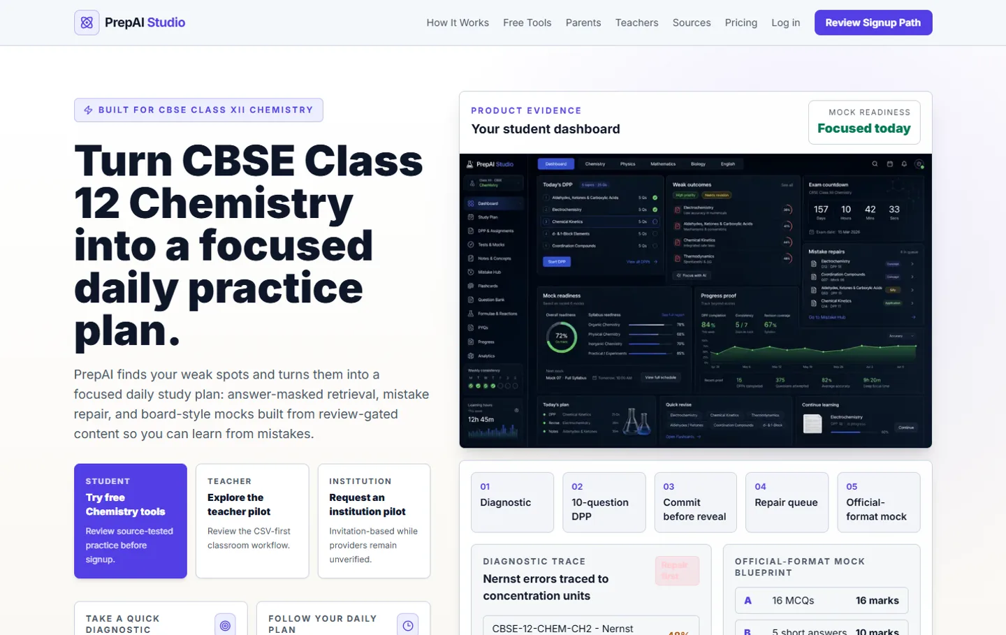 Prep AI Studio home page, captured October 7, 2026